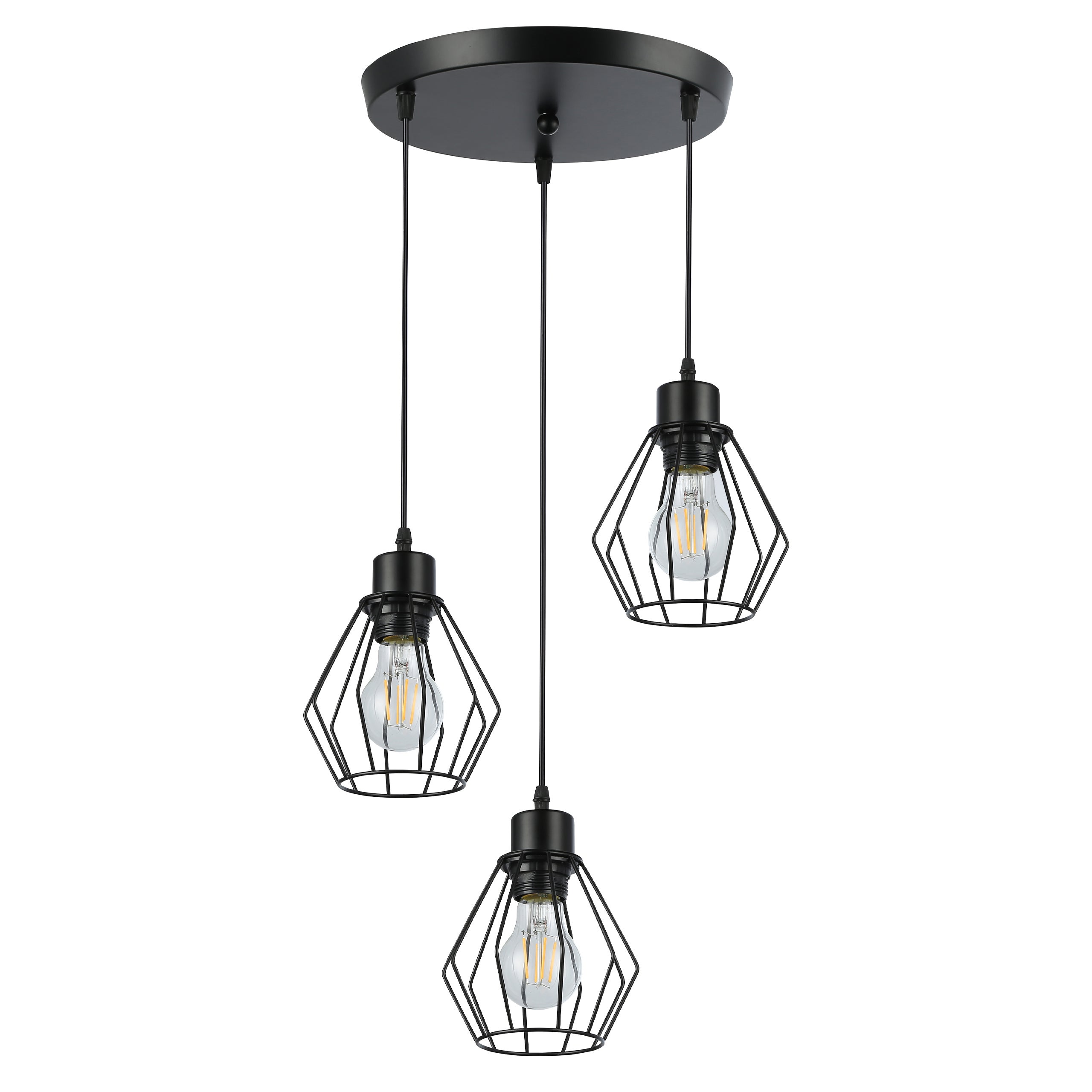 Lampa wisząca żyrandol Otto E27 3-punktowa 115 cm IP20 czarna MasterLED