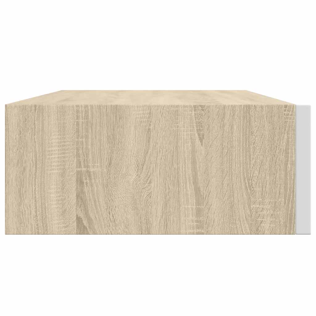 vidaXL Étagères à tiroir murales 2 pcs Chêne et blanc 40x23,5x10cm MDF - 8