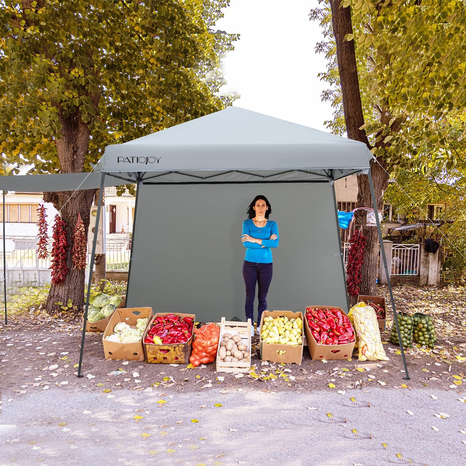 Gazebo Pieghevole 3 x 3 m, con Pareti/Tende Parasole, Gazebo Pop Up Impermeabile e Protettivo da Sole, con Altezza Regolabile e Borsa a Ruote, - 9