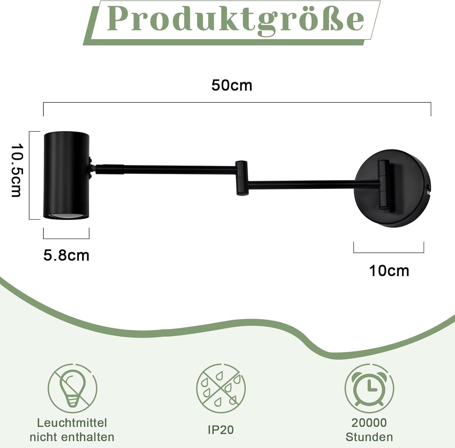 NETTLIFE Zestaw 2 lampek ściennych w kolorze czarnym, 2 sztuki, obrotowe metalowe retro GU10 - 5