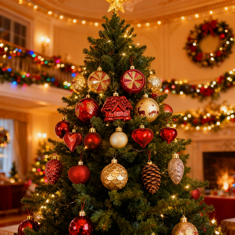 40 peças de enfeites para árvores de Natal, Conjunto de enfeites de bolas de Natal, bolas de Natal penduradas, decorações de Natal, presente de Natal - 2