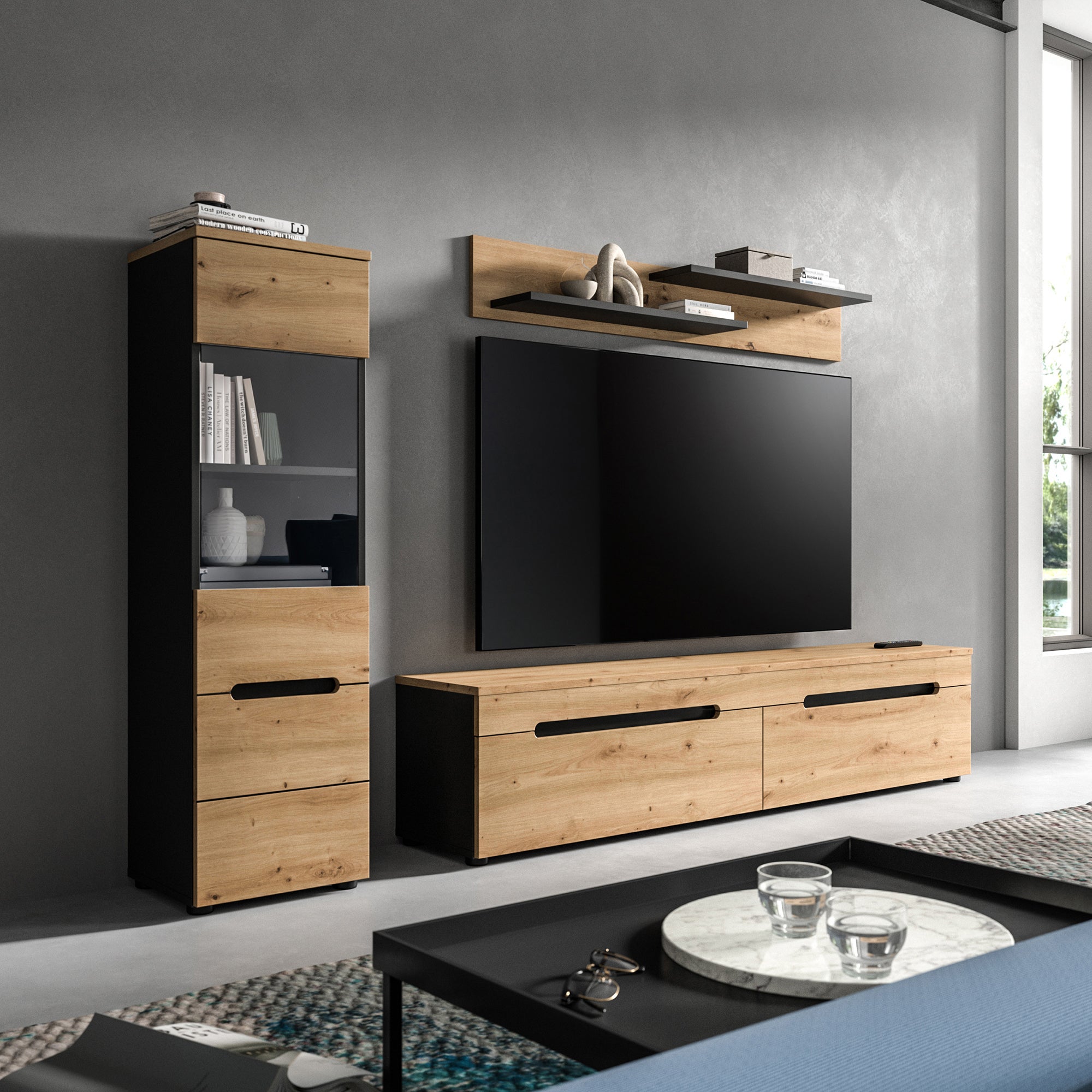 Canu regał C11 system dąb dekor, ciemnoszary. - 2