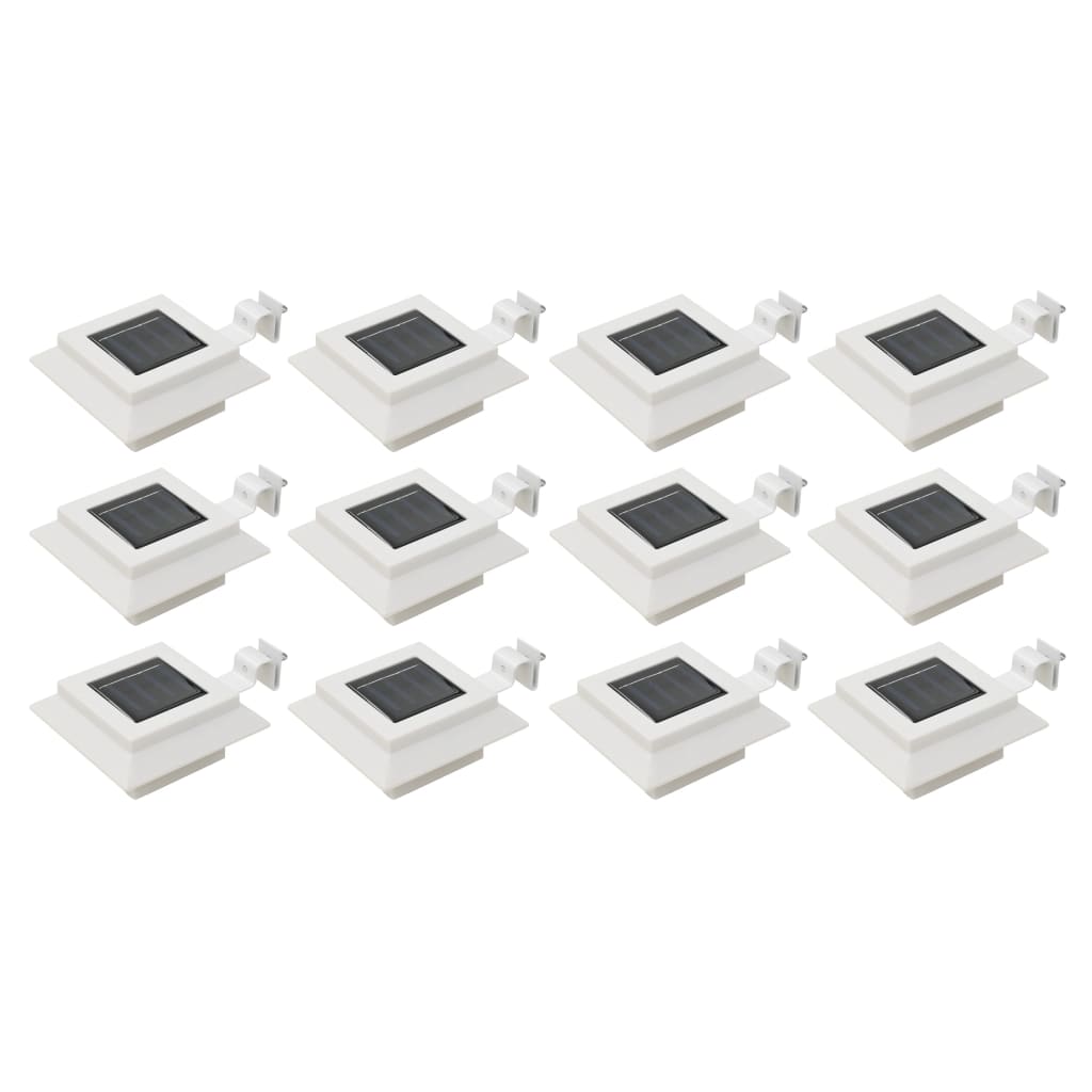 Luces solares led cuadradas para exterior 12 unidades 12 cm blanco vidaxl