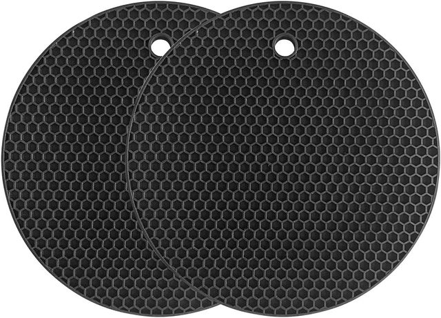 (Czarna) silikonowa mata pod garnek, wielofunkcyjna mata do suszenia, odporna na ciepło do 240°C, uchwyt na garnek, wodoodporna, (zestaw 2 szt.) antyp
