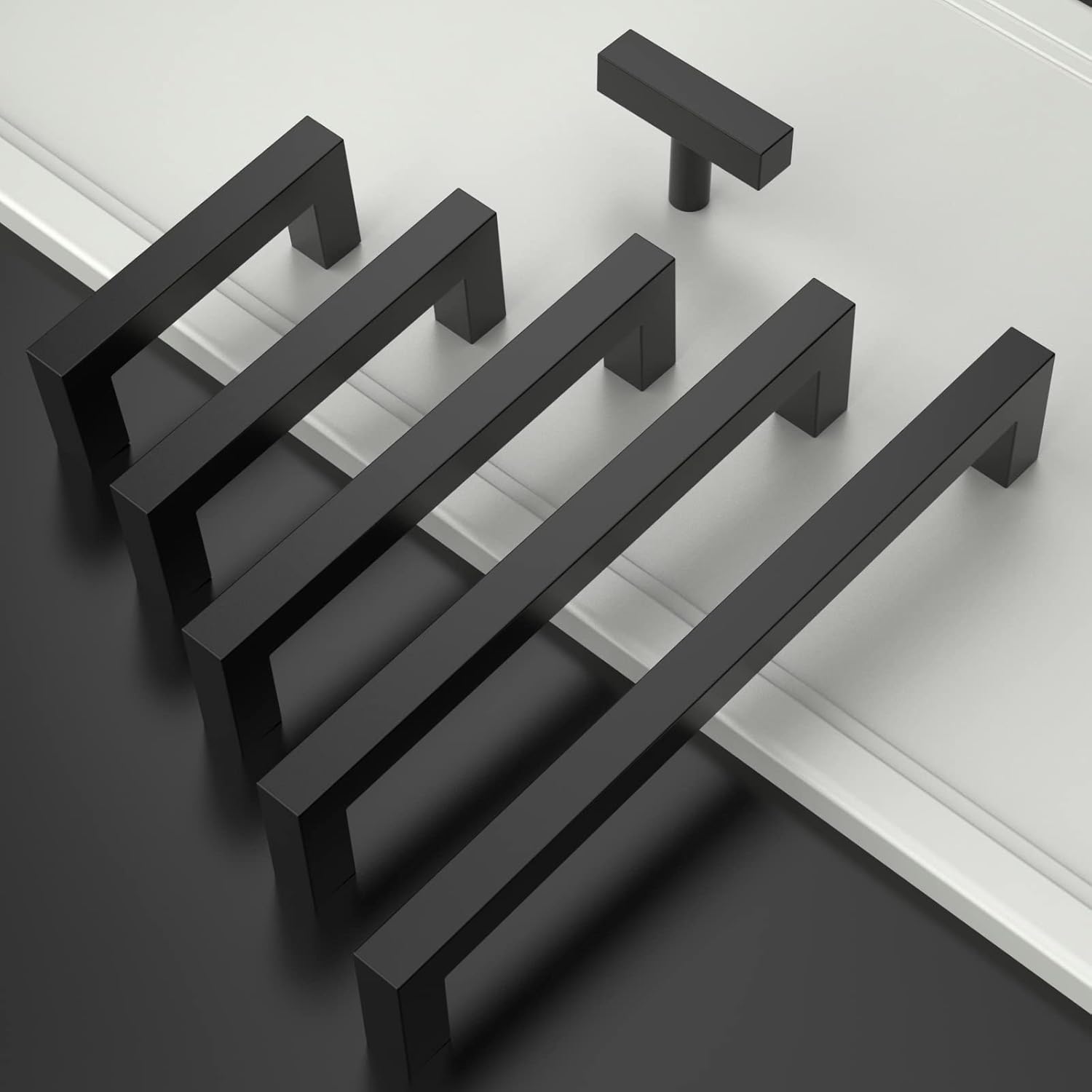 20 sztuk czarnych uchwytów do szafek kuchennych ze stopu aluminium (137 x 8 x 29 mm), uchwyty do szuflad kuchennych, rozstaw 128 mm