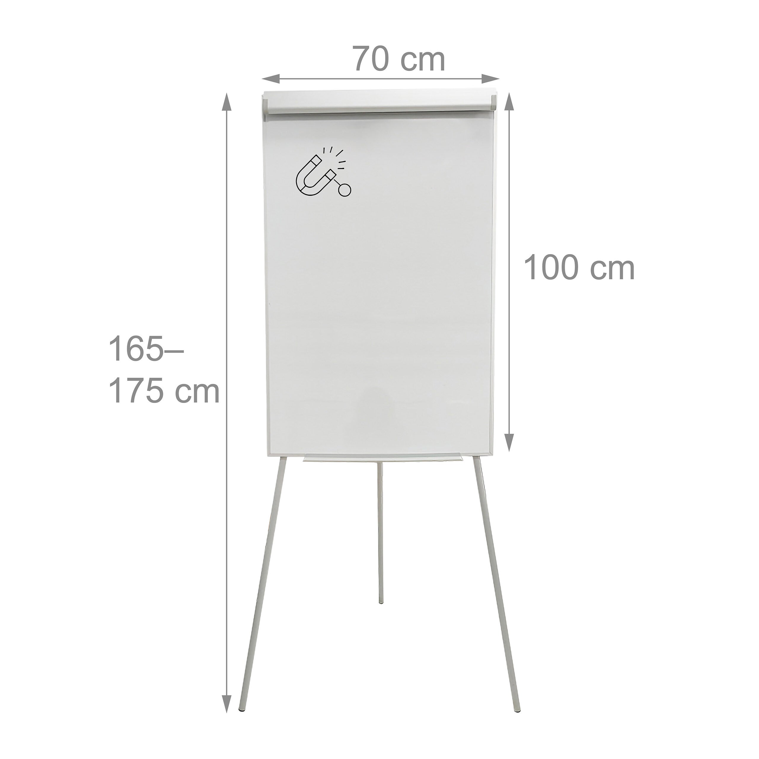 Tableau blanc magnétique 100 x 70 cm, réglable en hauteur, sur trépied, rangement pour stylos, cadre aluminium Relaxdays - 4
