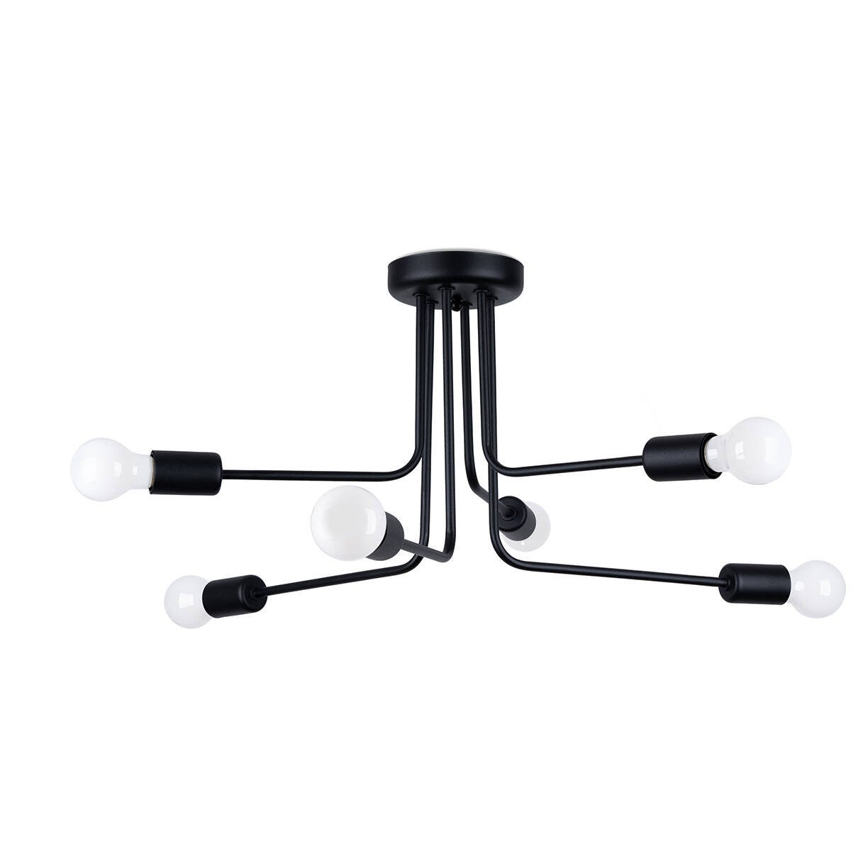 Lampa sufitowa wisząca Norah czarna 6xE27x15W wym: 33 x 68 x 68 cm metal Sollux Lighting