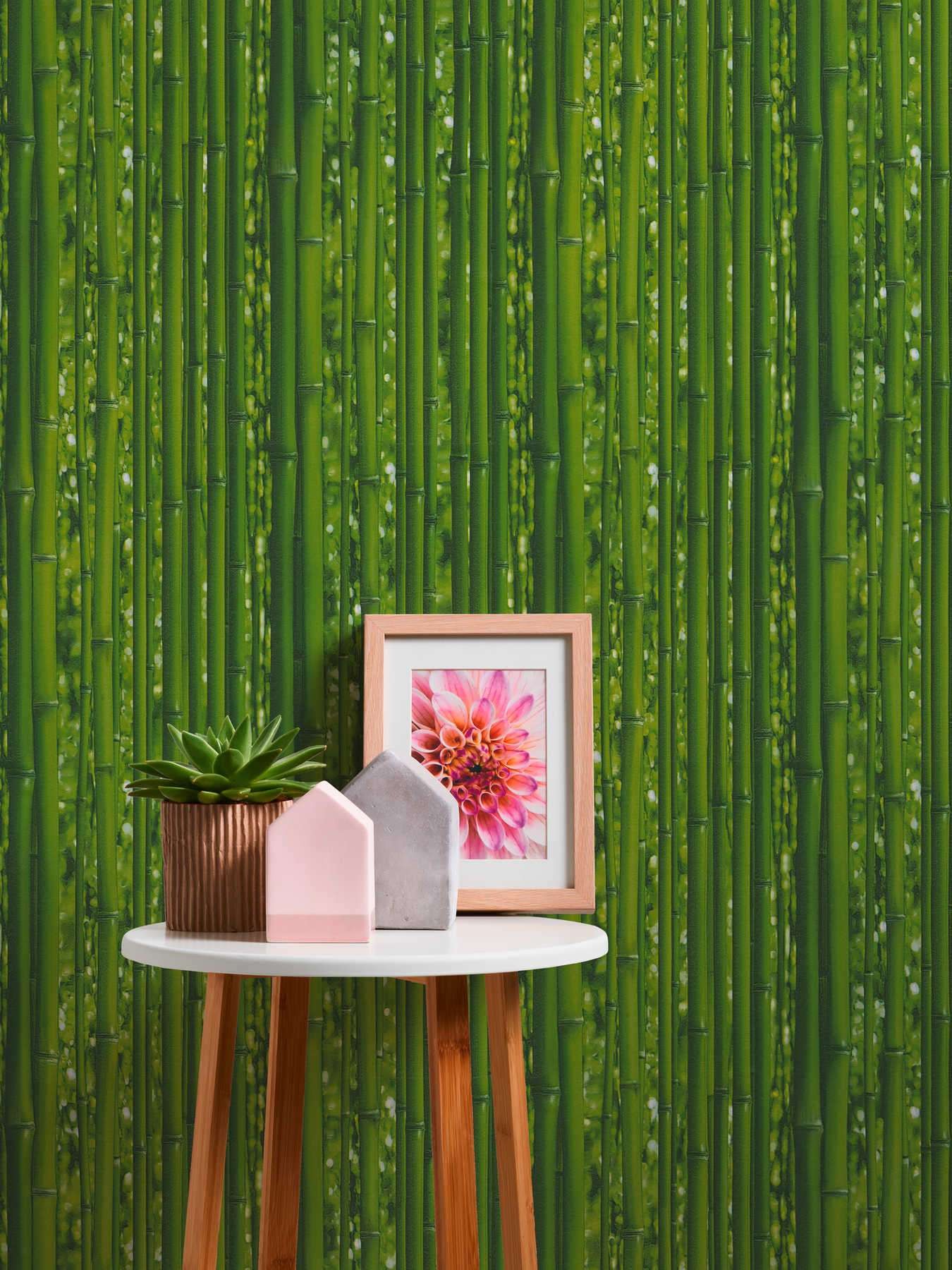 Papel pintado vinílico lavable de diseño de cañas de bambú verde tropical con textura en r - arbus 453906 de gaulan - rollo de 10 m x 0,53 m
