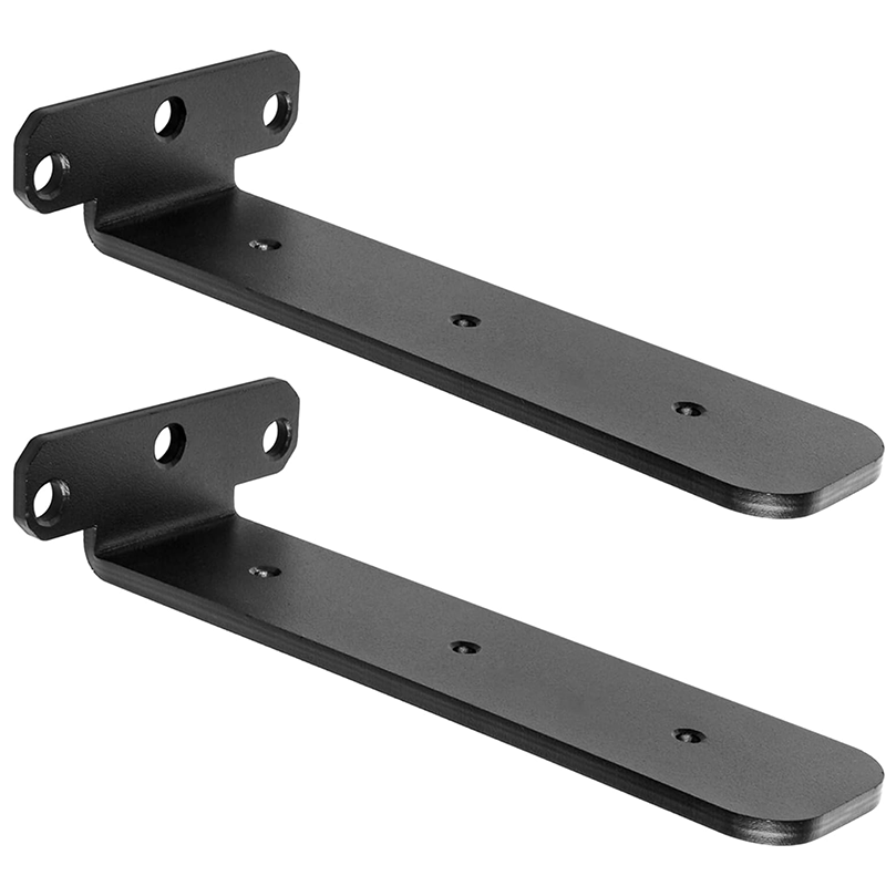 Zestaw 2 solidnych, czarnych metalowych uchwytów ściennych, uchwyt ścienny w kształcie litery L o długości 200 mm, uchwyt pływający ze śrubami