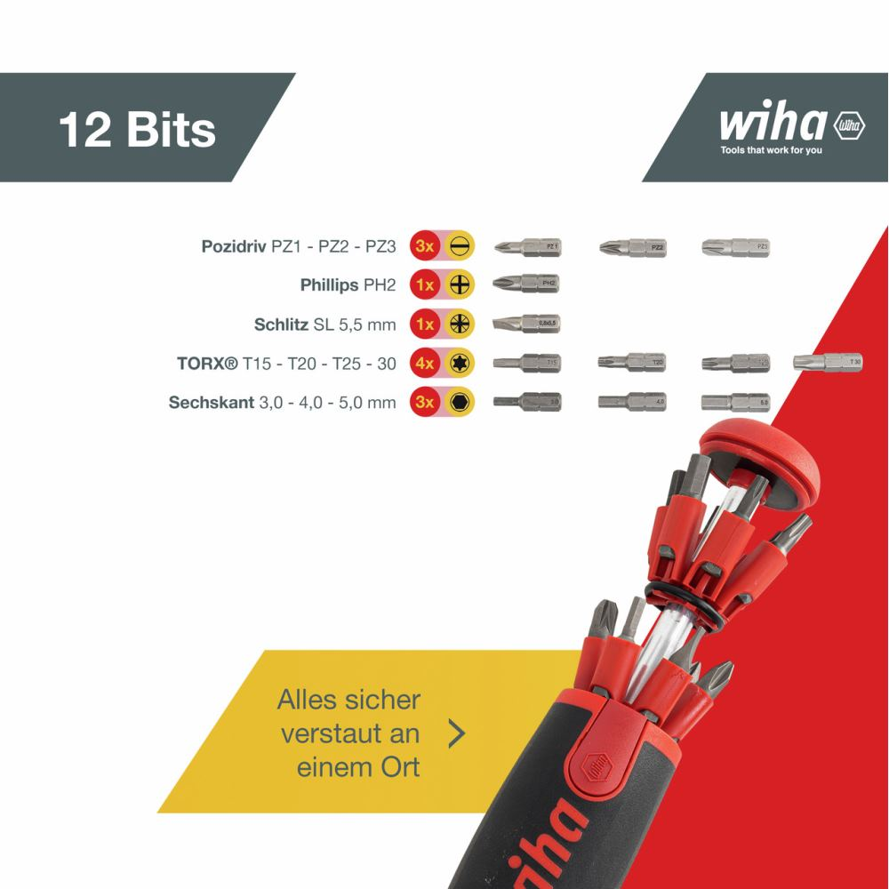Tournevis avec porte-embout SB 3803 02-021 1/4 po Wiha - 6