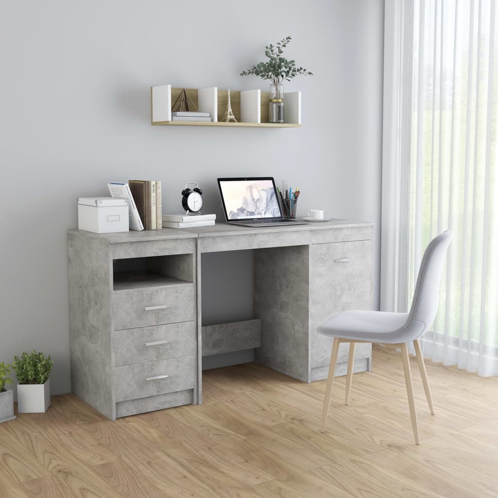 Biurko, szarość betonu, 140x50x76 cm, materiał drewnopochodny