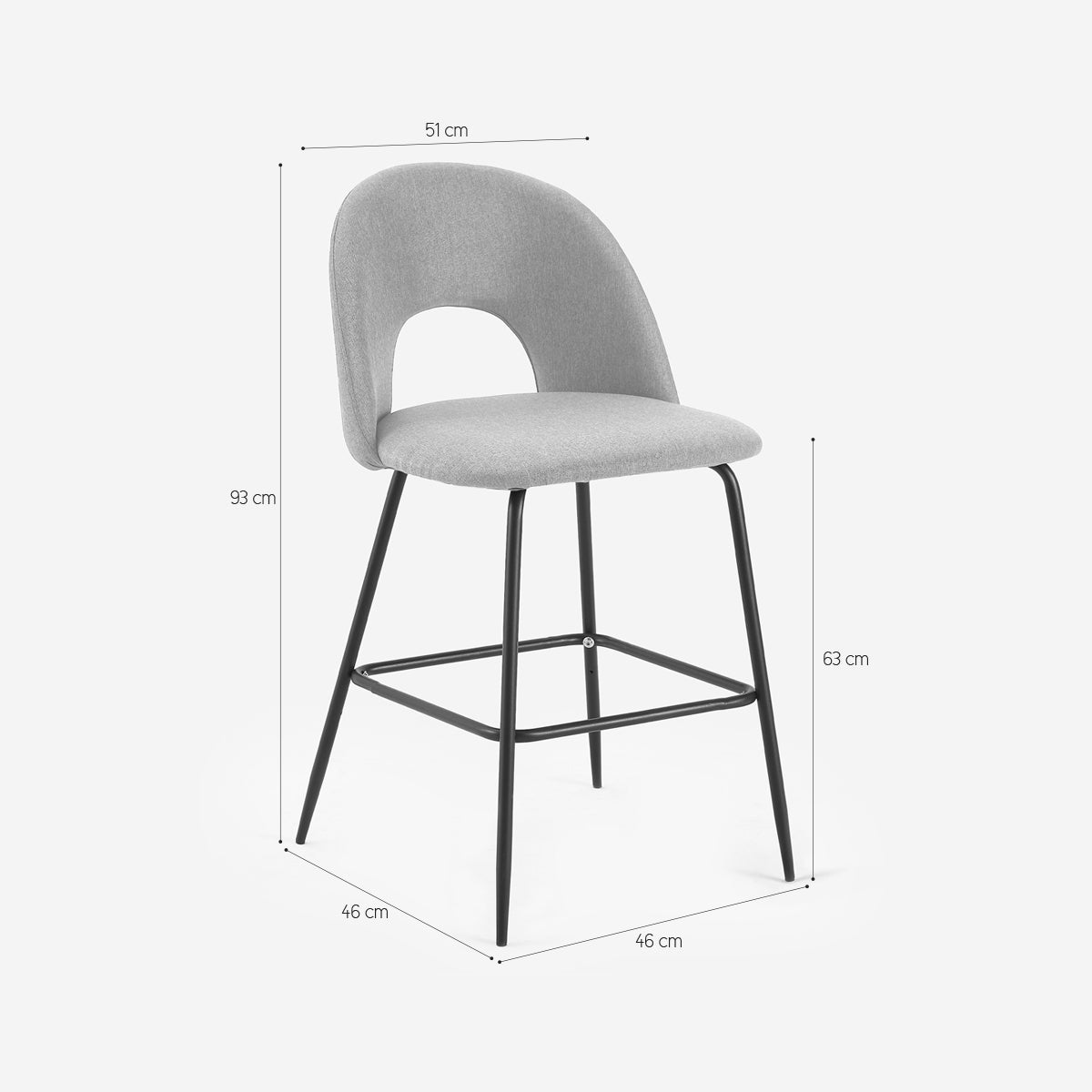 Taburete alto moderno con respaldo para bar y cocina en tela Tiren - 6