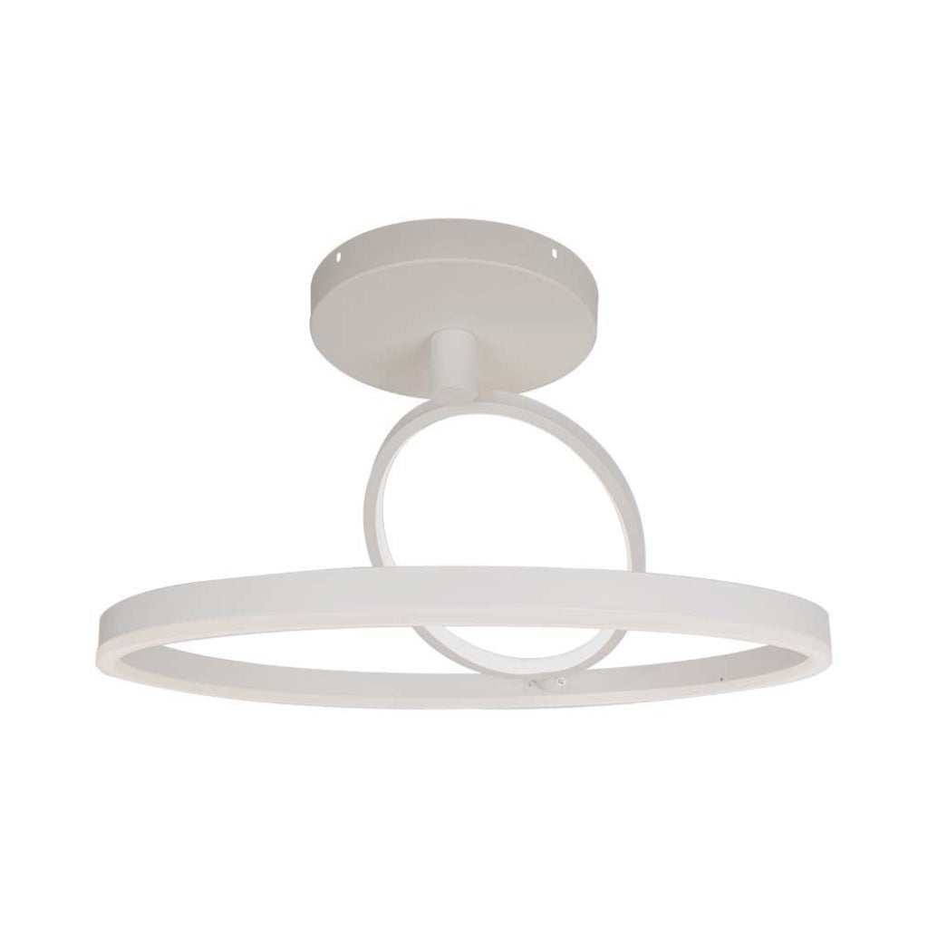 Żyrandol LED z 2 kółkami 38W w kolorze białego metalu 50*20cm 4000K