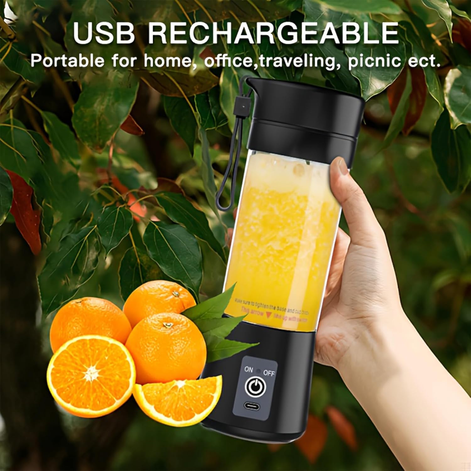 Mini mixeur portable USB en verre 6 lames pour smoothies et jus de ...