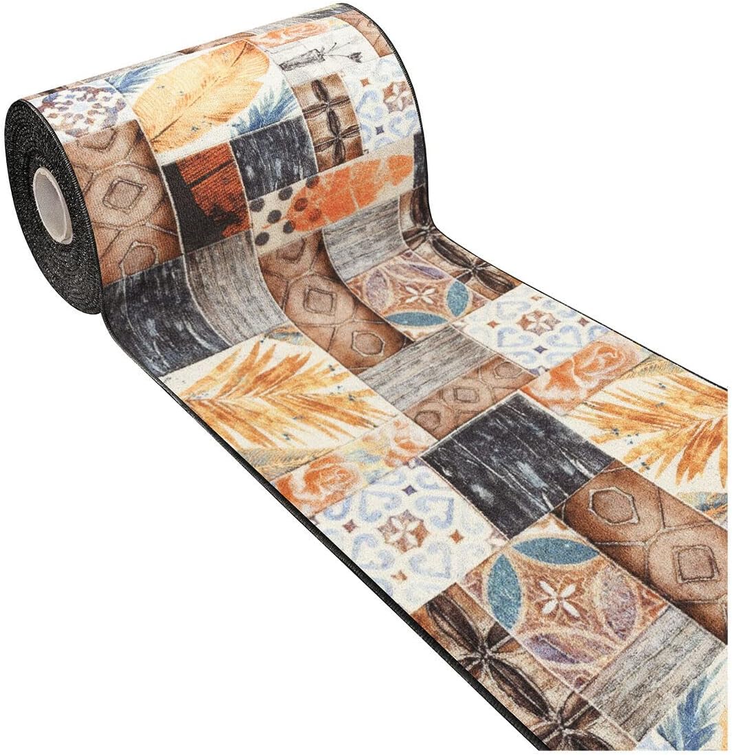 Alfombra de cocina 57x140 cm corredor antideslizante bordeada camino entrada diseño azulejo (c)