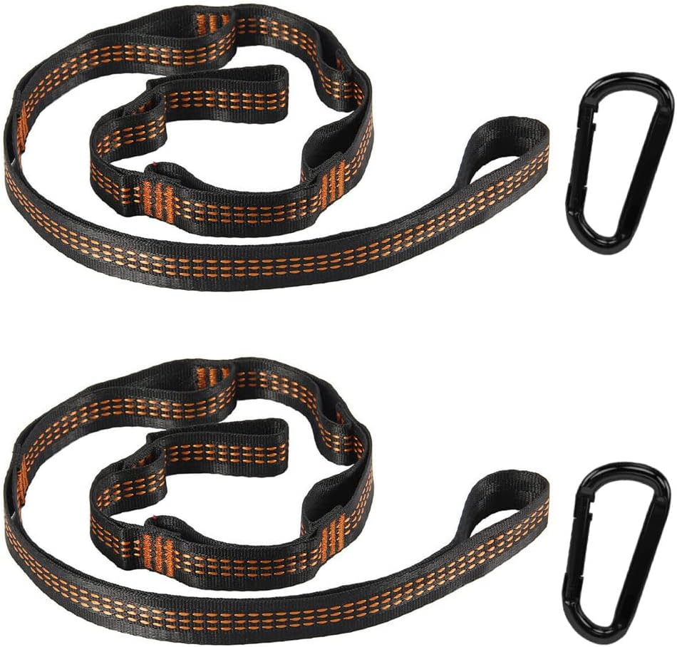 2 Pièces Sangles De Hamac, Sangle Hamac Avec 2 Mousquetons Et Anneaux