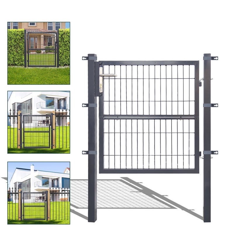 Cancello Da Giardino In Rete, Acciaio Zincato, Recinzione Con Serratura, Porta 120 X 100 Cm, Grigio | Leroy Merlin - Foto 2