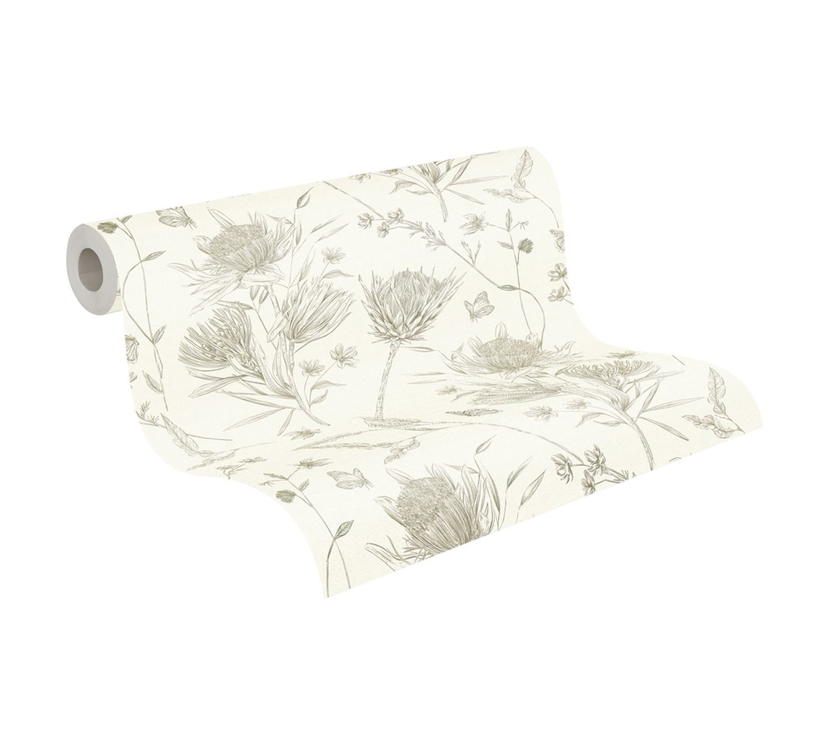 Tapeta kwiaty białymIzielonym - 53 cm x 10.05 m - LIVINGWALLS