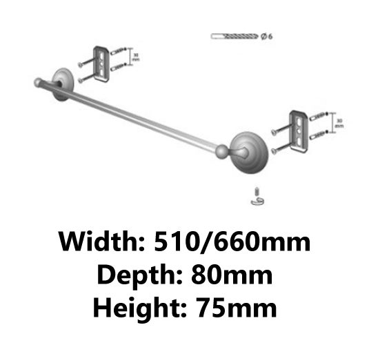 Wieszak na ręczniki Deco pojedynczy, kolor antyczny mosiądz, dł. 460 mm - 2