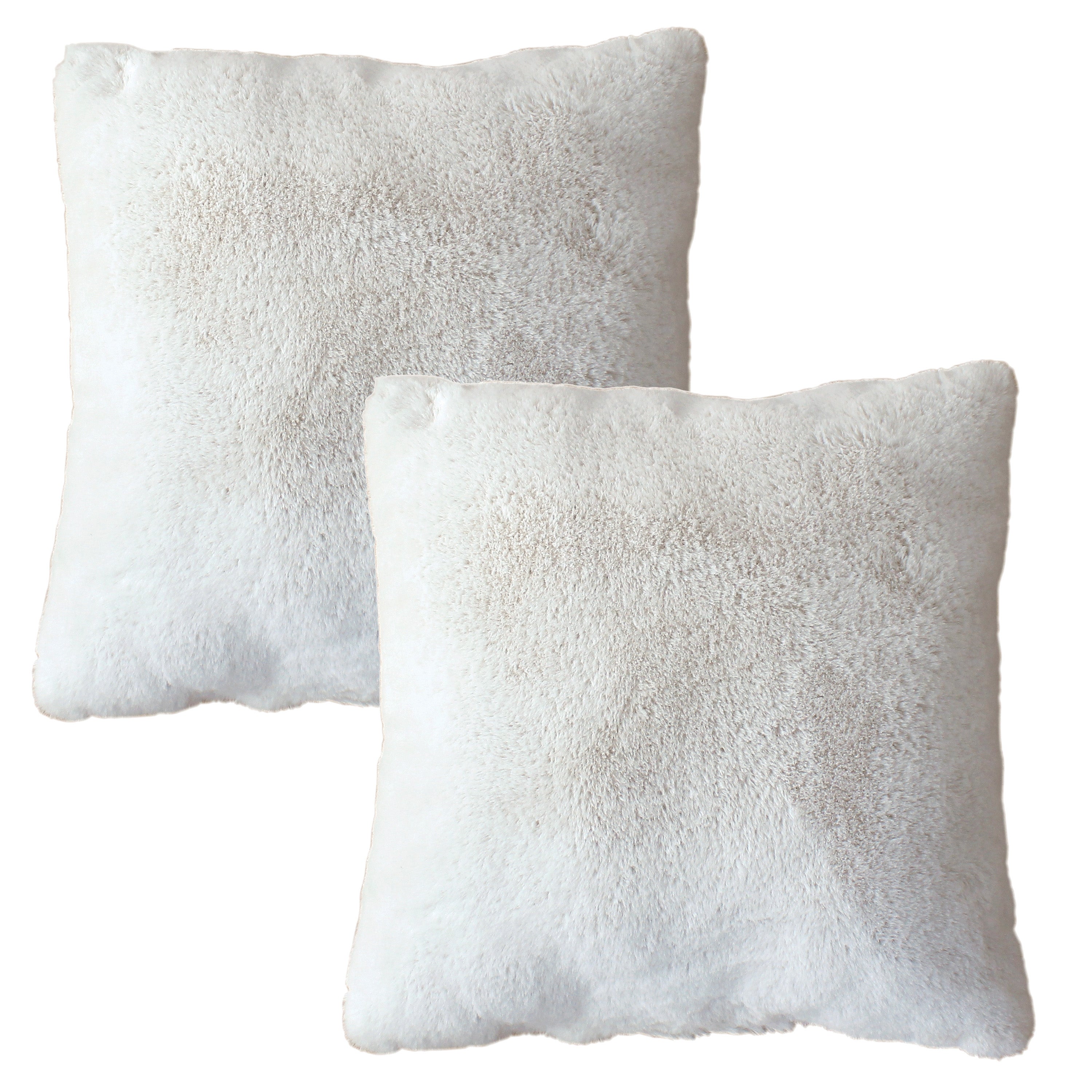 2 Coussins Carré, fausse fourrure recto verso, 40x40cm, Collection Rabbit, CMADECO - Blanc - 2