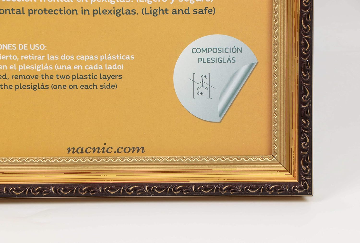 Nacnic Pack 4 Cadres en Bois MDF Doré et Verre Acrylique Protection et Présentation de Photographies, Tirages, Affiches, Chambre ou Bureau 13x18 cm - 3