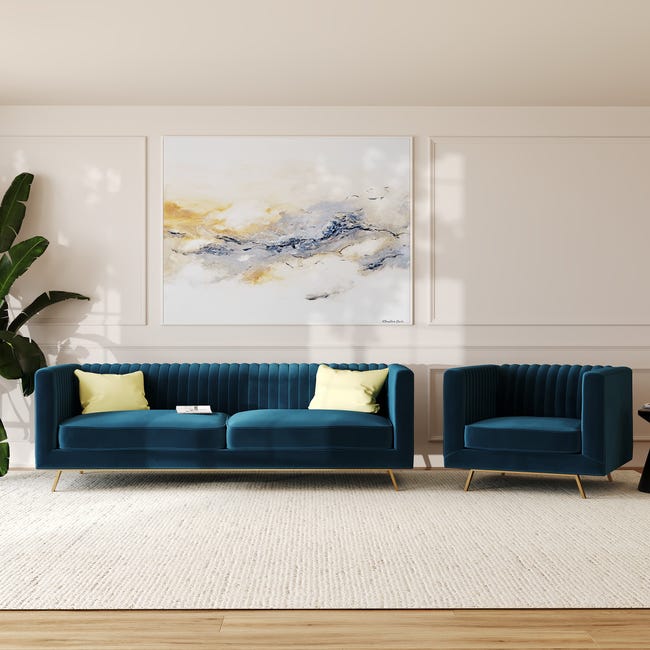 Poltrona in velluto blu scuro Gatsby Leroy Merlin