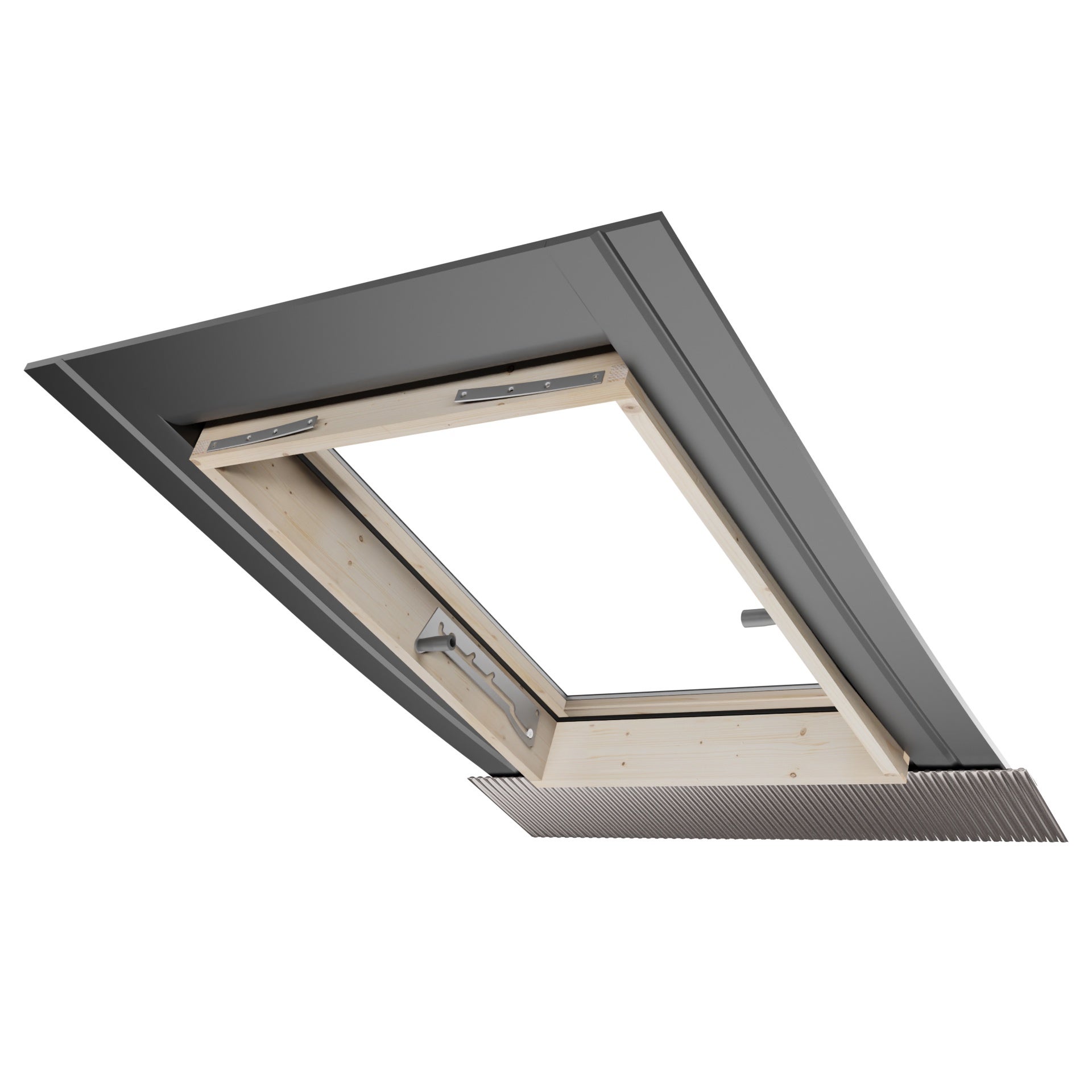 Emica - Best Vasistas Claraboia de alumínio | Vidro isolante 4-9-4 | Interior em madeira de abeto | Pega com 4 posições de abertura (45x55 BxH) - 4