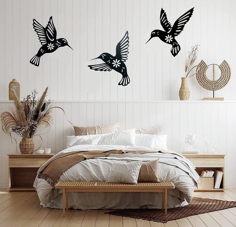 Décorations Murales Métal Lot 3 – Oiseaux Noirs – Pour Jardin, Salon, Extérieur – Style Élégant - 4