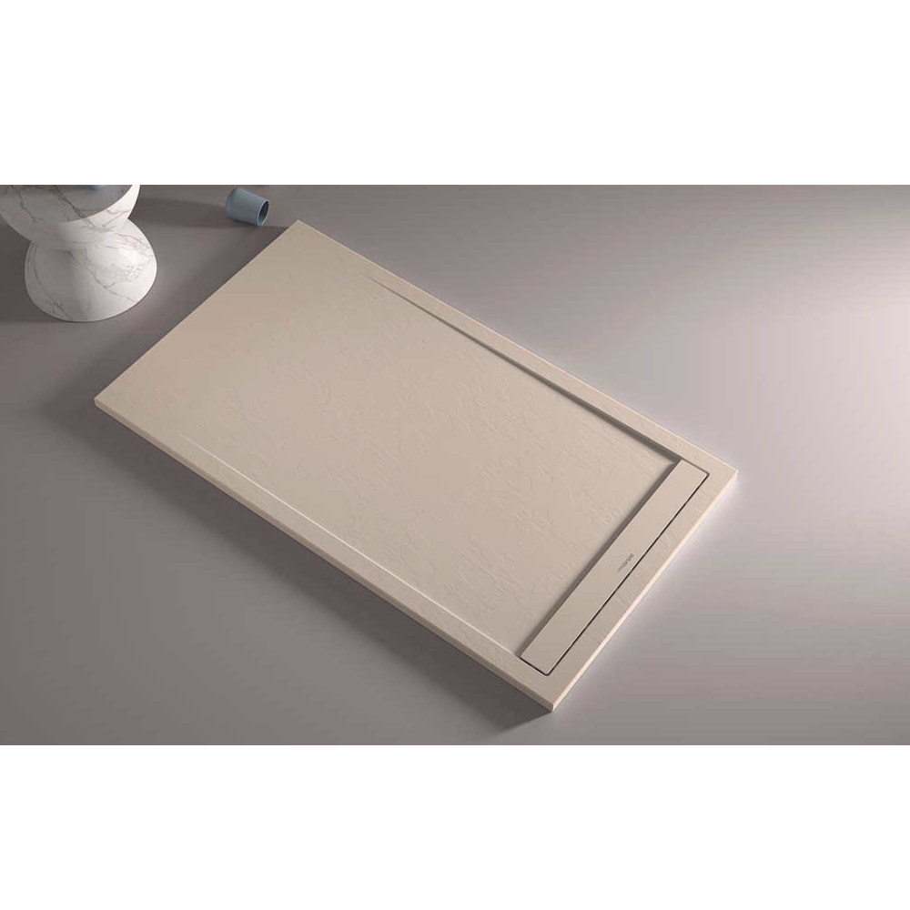 Receveur de douche 70x100 cm extra plat CLEVER en résine surface ardoisée beige - 6