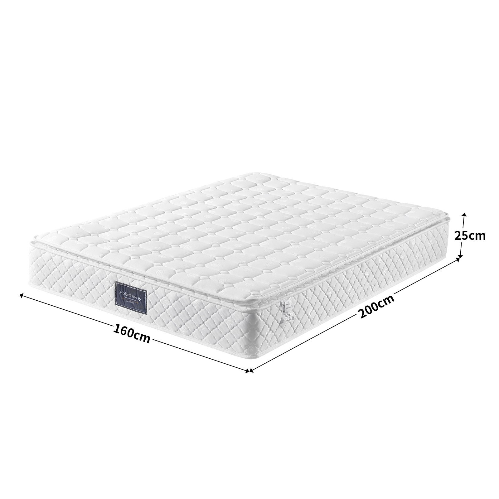 Matelas 160 x 200 cm, hauteur 25 cm, à ressorts ensachés 7 zones, avec tissu doux, Mousse mémoire, dureté H3, respirant - 3