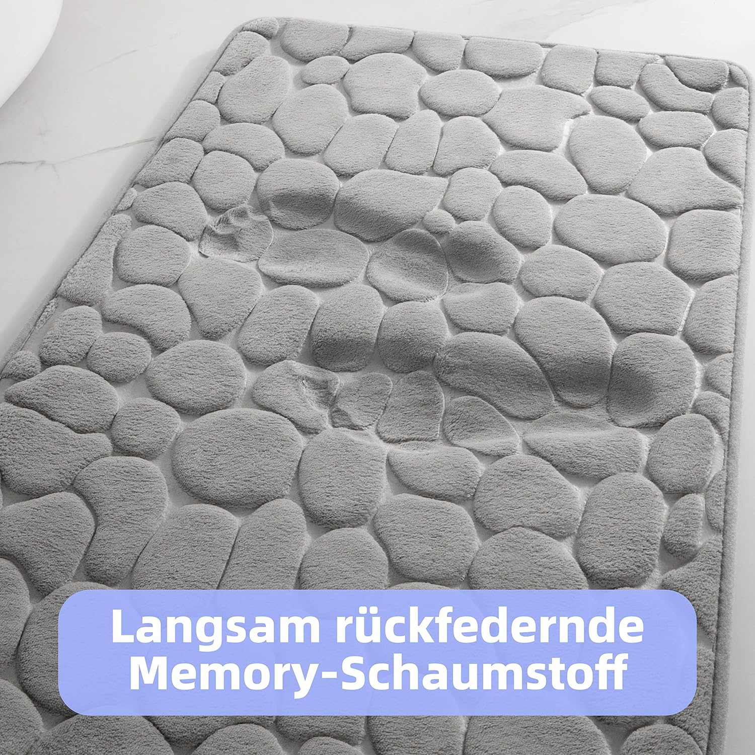 50 x 80 cm - Gris clair Tapis de bain en mousse à mémoire de forme - Tapis de bain absorbant - Tapis de bain - Tapis de douche décoratif - Tapis antid - 3