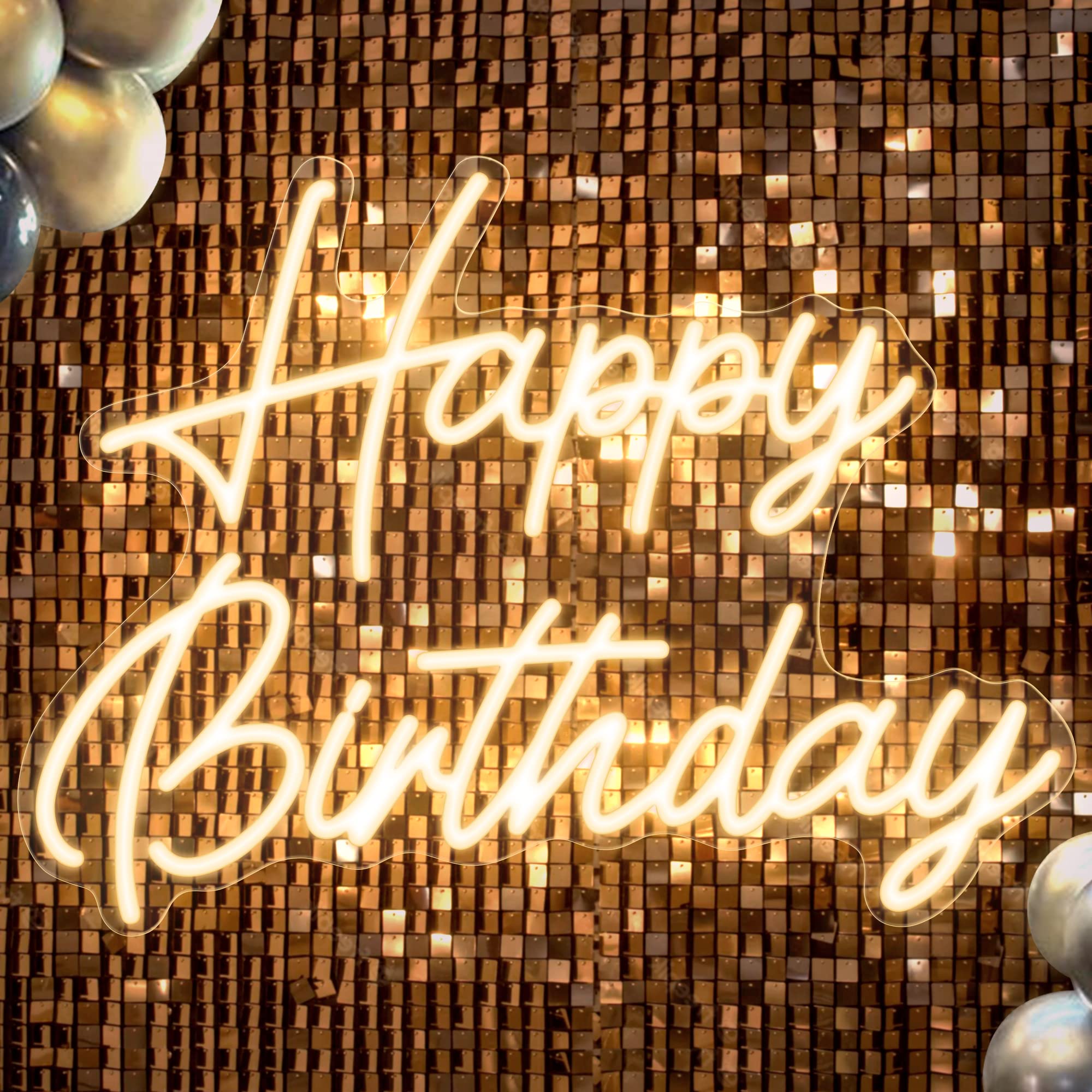 Panneau lumineux « Joyeux anniversaire » 42 x 31 cm, pour toile de fond avec variateur d'intensité, décoration de fête (blanc chaud) - 8
