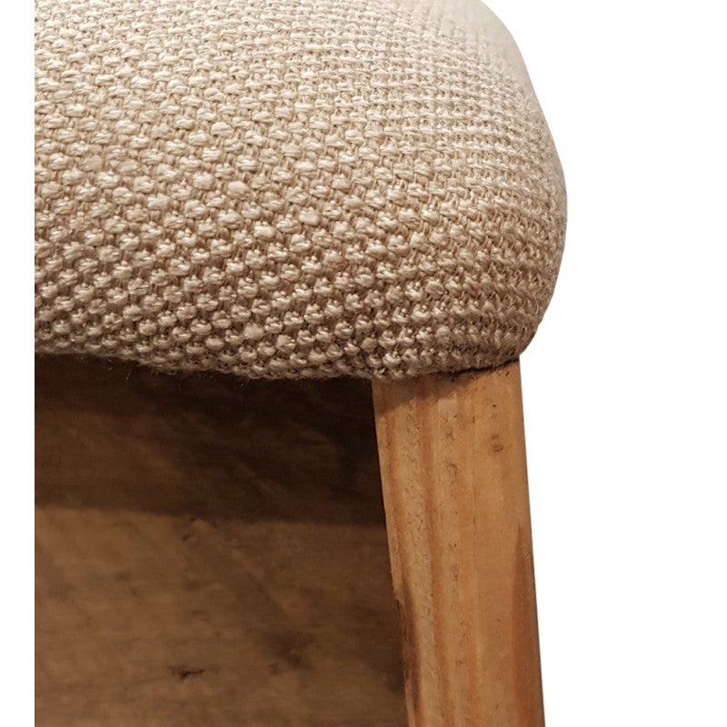 Tabouret en bois massif recyclé et tissu rembourré beige - CHALET - 5