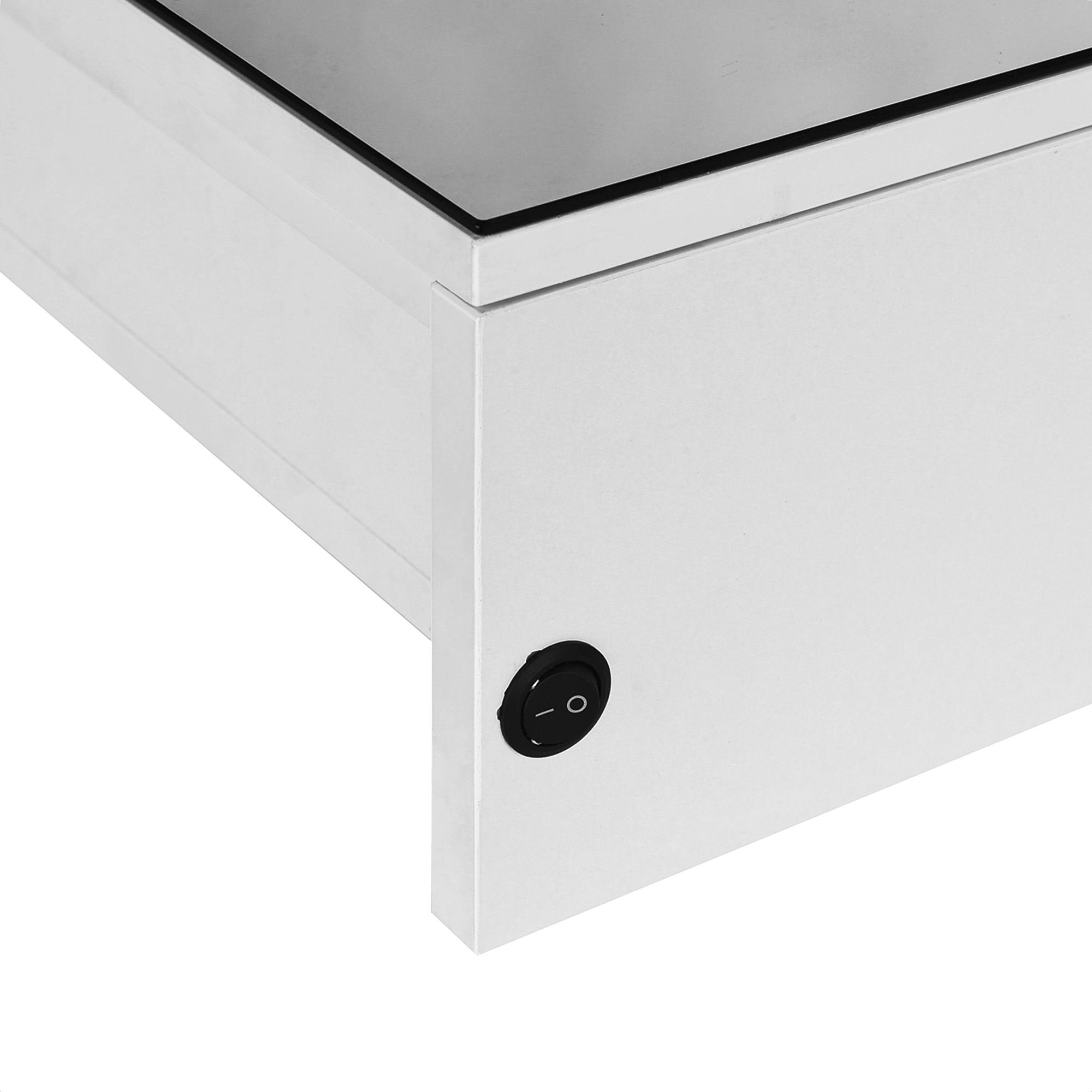 HOMCOM Armadietto con Specchio a Muro, Luci a LED, Ripiano Aperto e Ripiano Interno Regolabile, Vetro e MDF, 80x15x60cm - 8