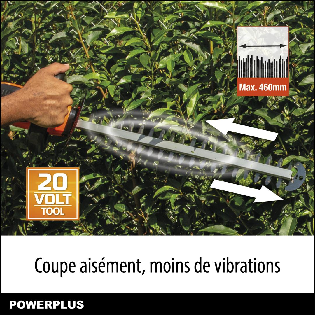 Powerplus Dual power Promo Kit Tondeuse Gazon POWDPGBOX25A – Tondeuse Gazon 20V 330 mm, Taille-Haie 460 mm, Coupe-Bordures 260 mm - 5