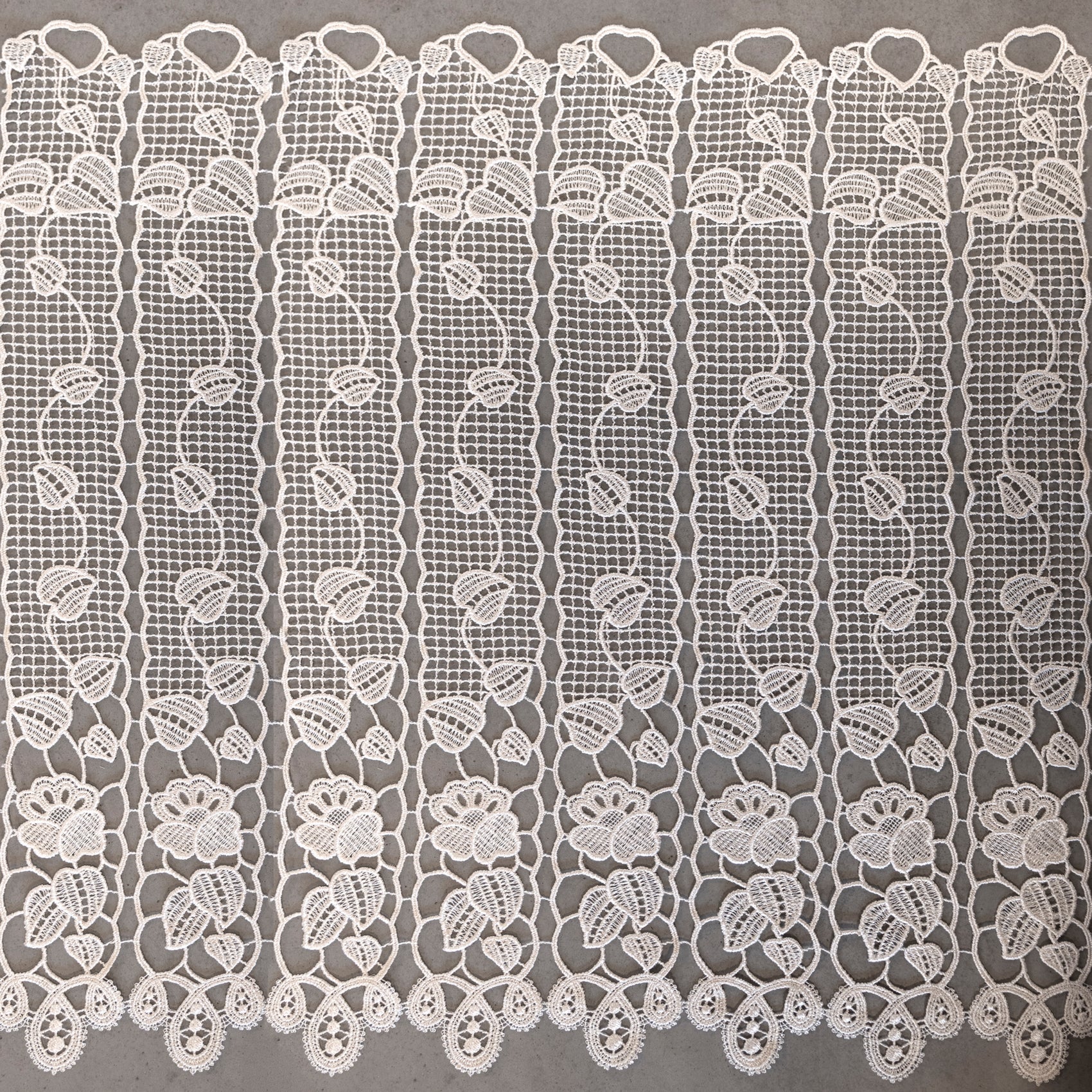 Brise-bise macramé ajouré finition festonnée - Ecru - 60x60 cm - Polyester - 2
