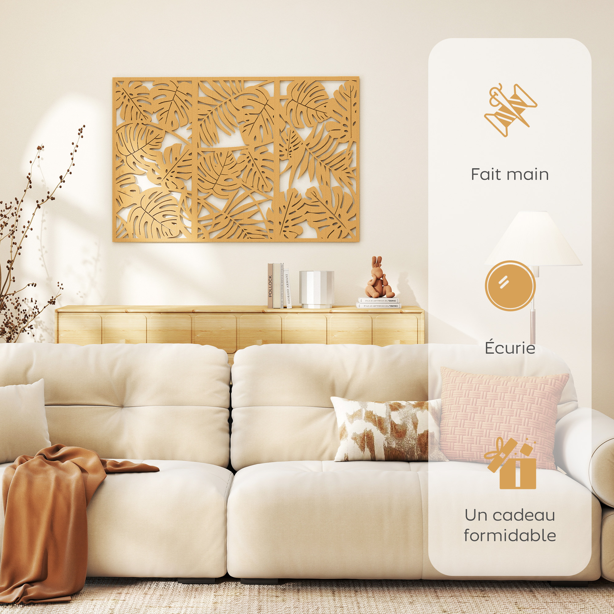 Décoration murale en bois MDF HOMCOM - 6