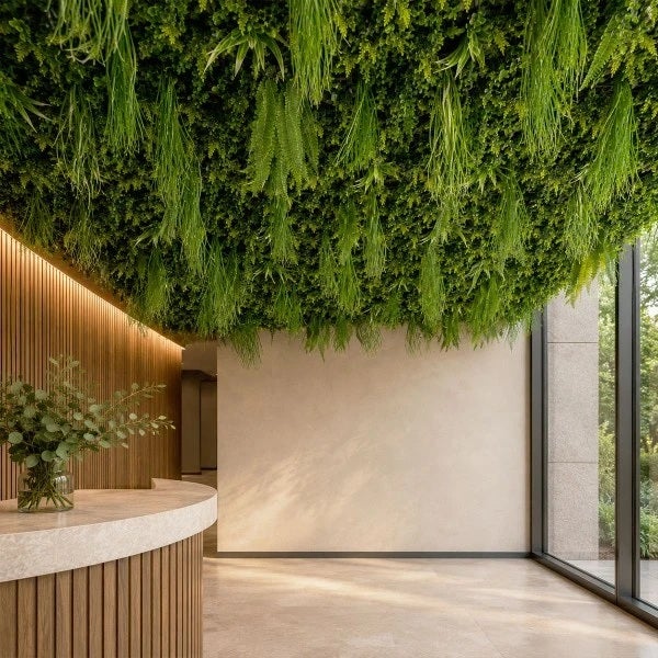Plafond Végétal Artificiel Feuillage Suspendu MGS 100 x 100 cm – Panneau Dense Effet Jungle - 5