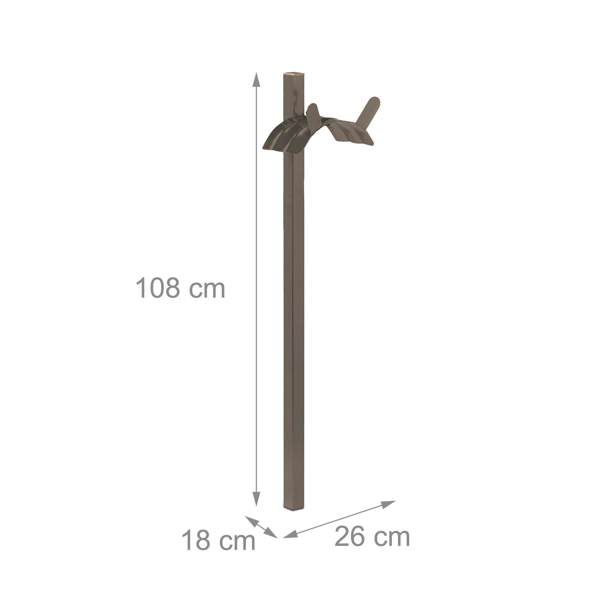 Support tuyau d’arrosage, autonome, enrouleur debout, acier, solide, dérouleur droit, HLP 108x26x18cm, brun, Relaxdays - 4