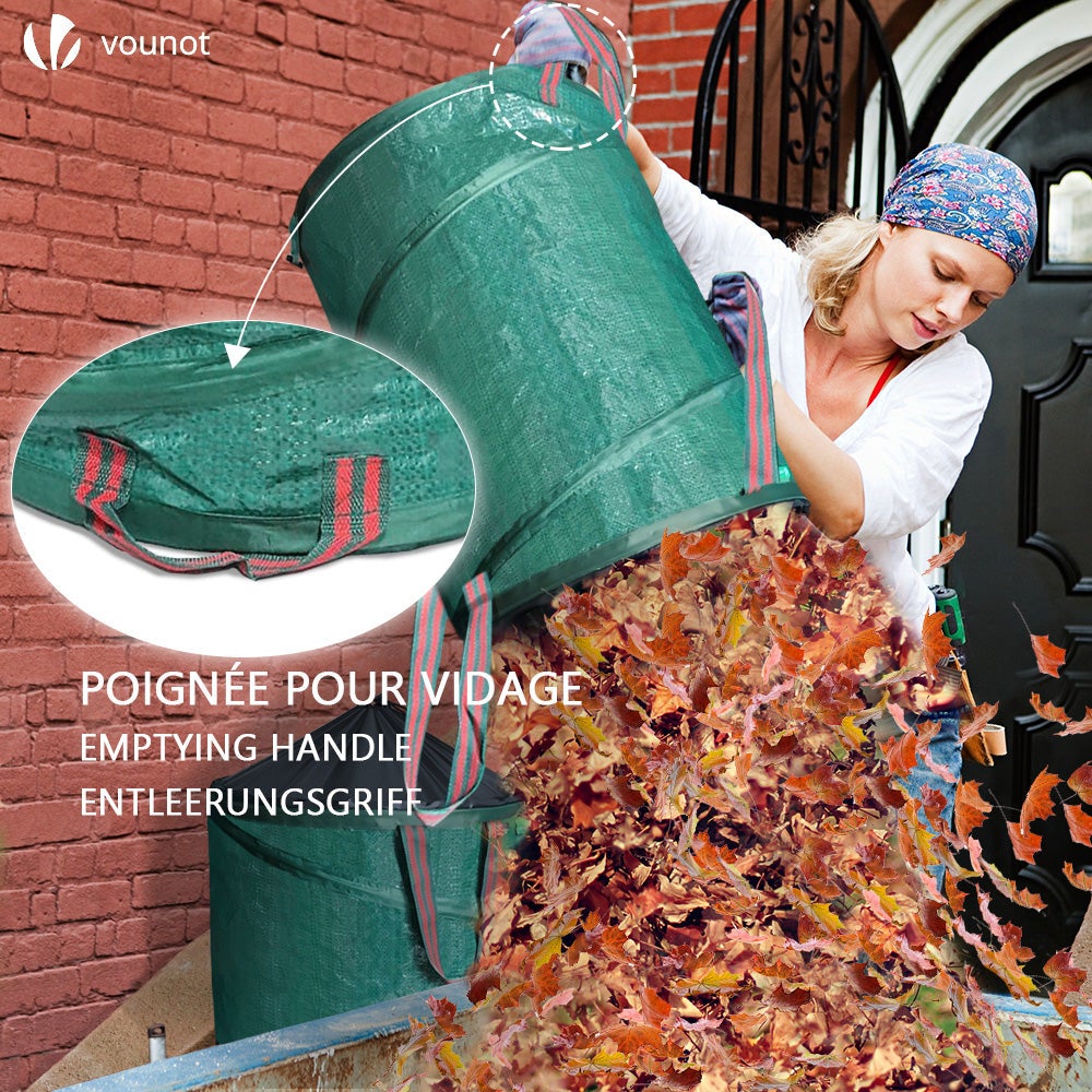 VOUNOT® 3 x 170L Borsa da Giardino per Foglie, Sacchi da Giardinaggio Pop Up, Sacco per Rifiuti da Giardino con Maniglie - 5