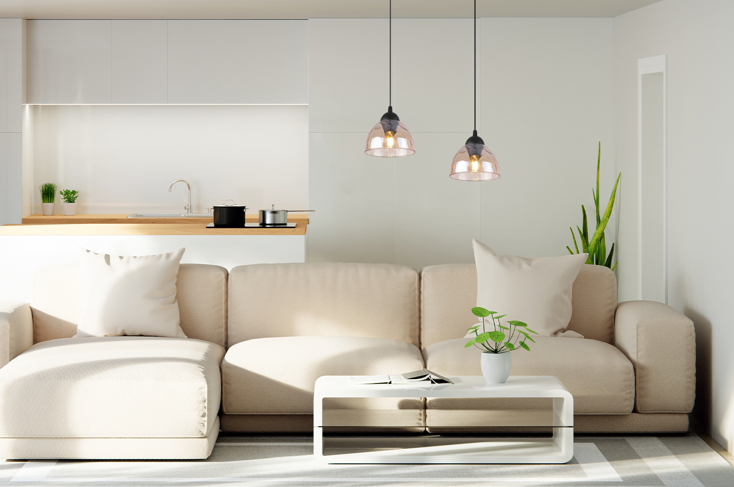 Lampa sufitowa wisząca Venice modern 2xE27 klosz półokrągły miodowy Light Home LH - 4