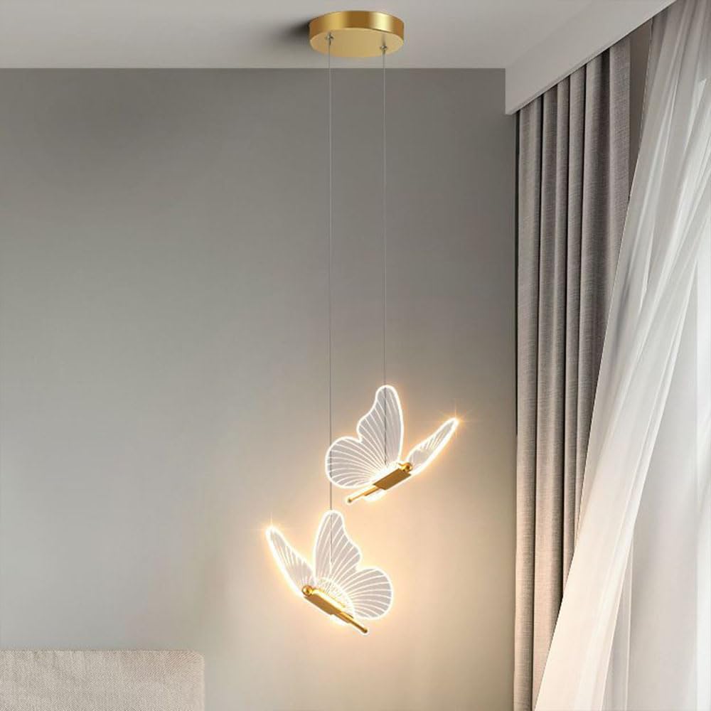 Suspension LED 6W Papillon Créatif Lustre Plafonnier Scandinave Éclairage de Plafond LED Acrylique Luminaire Plafonnier 3000K-6500K Dimmable - 3