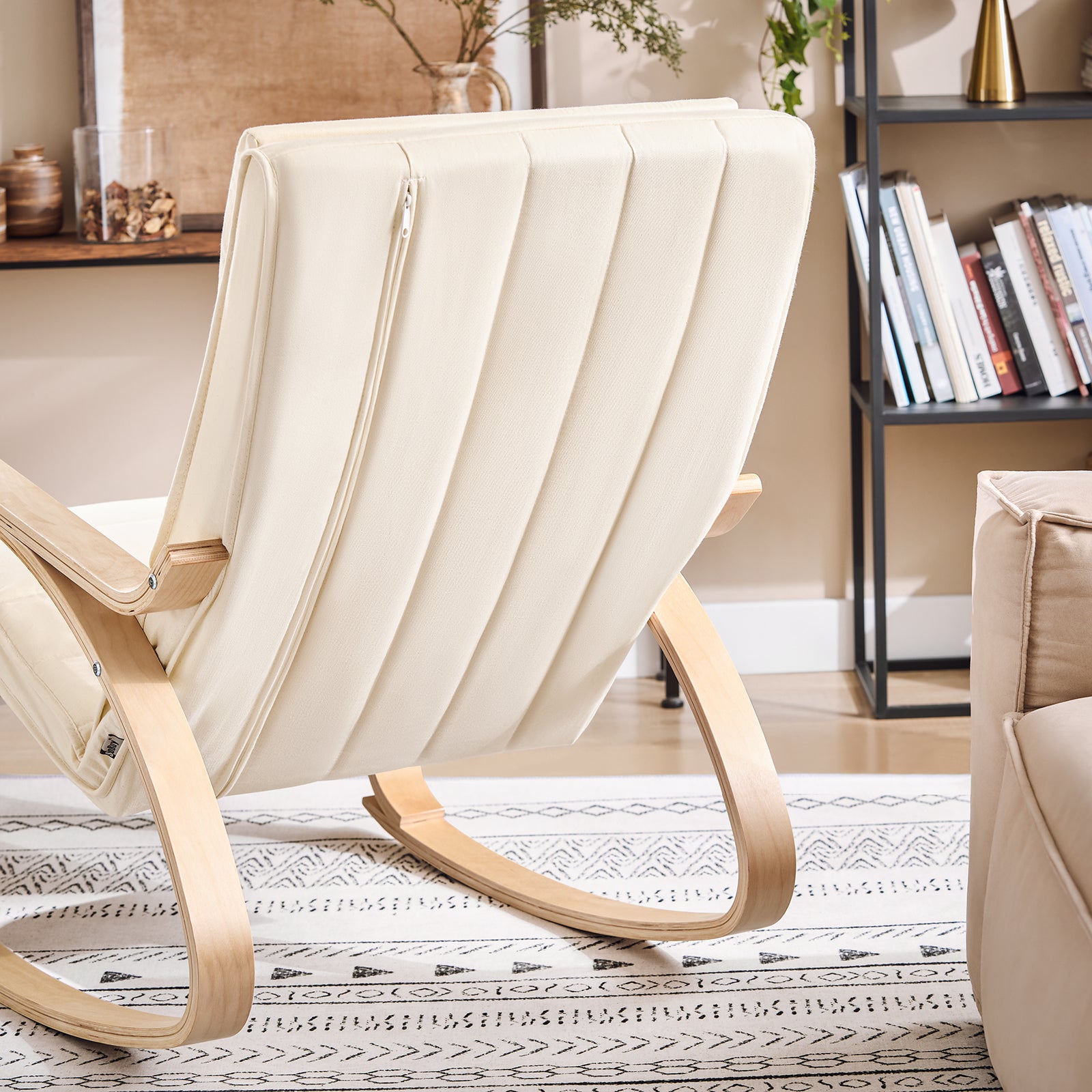 Silla de Relax Mecedora con Reposapiés Ajustable Sillón de Relax Beige FST16-W SoBuy ES - 9