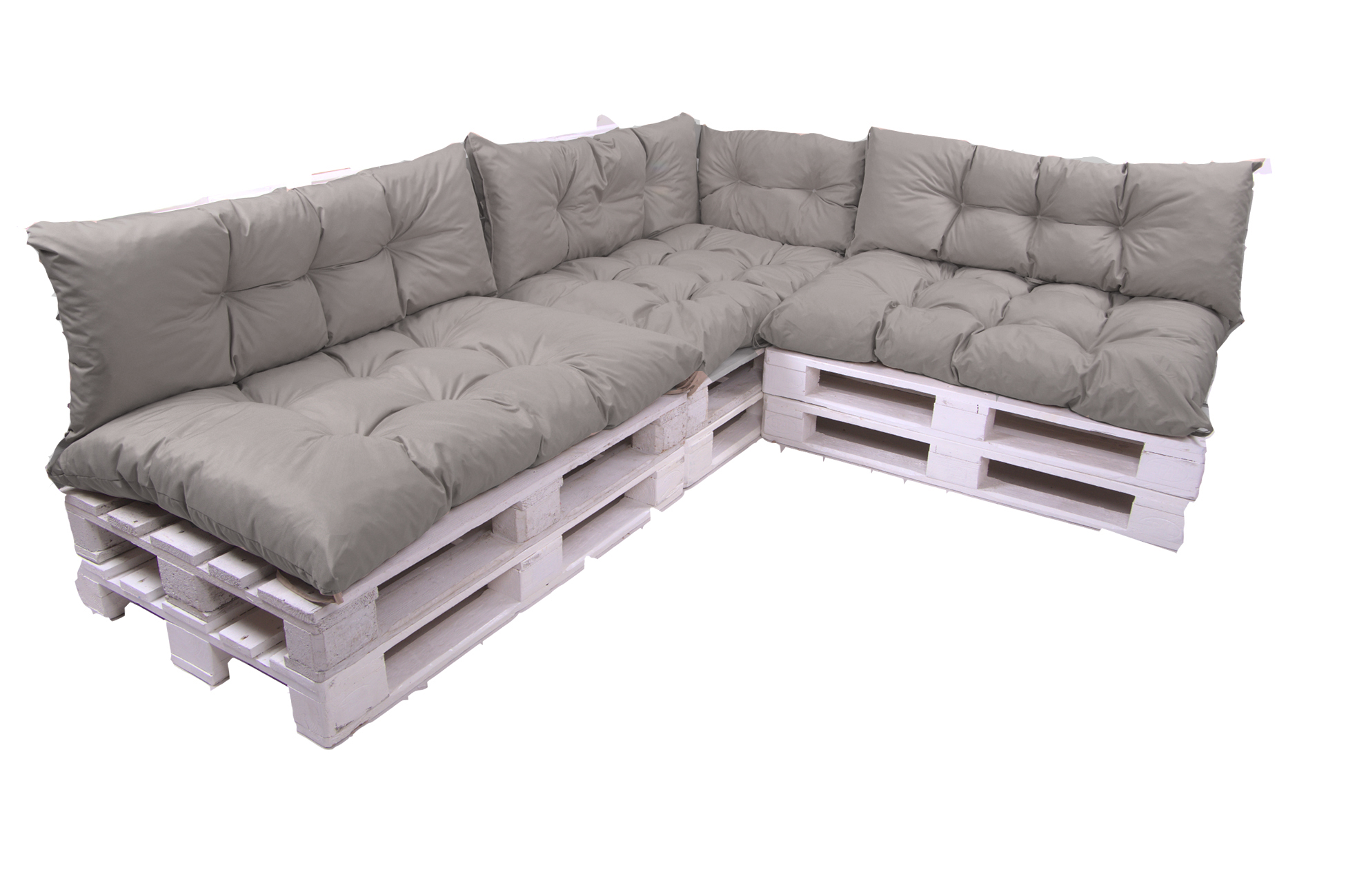 Conjunto de 7 cojines para palets, 3x asiento 120x50 y respaldo 120x40cm, cojín de jardín gris, conjunto de cojines para muebles de jardín