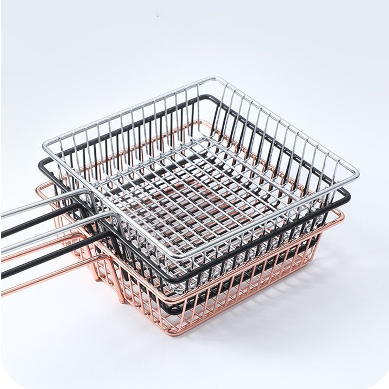 Mini panier de friture carré en fer électroplaqué, panier à frites et snacks style américain - 3