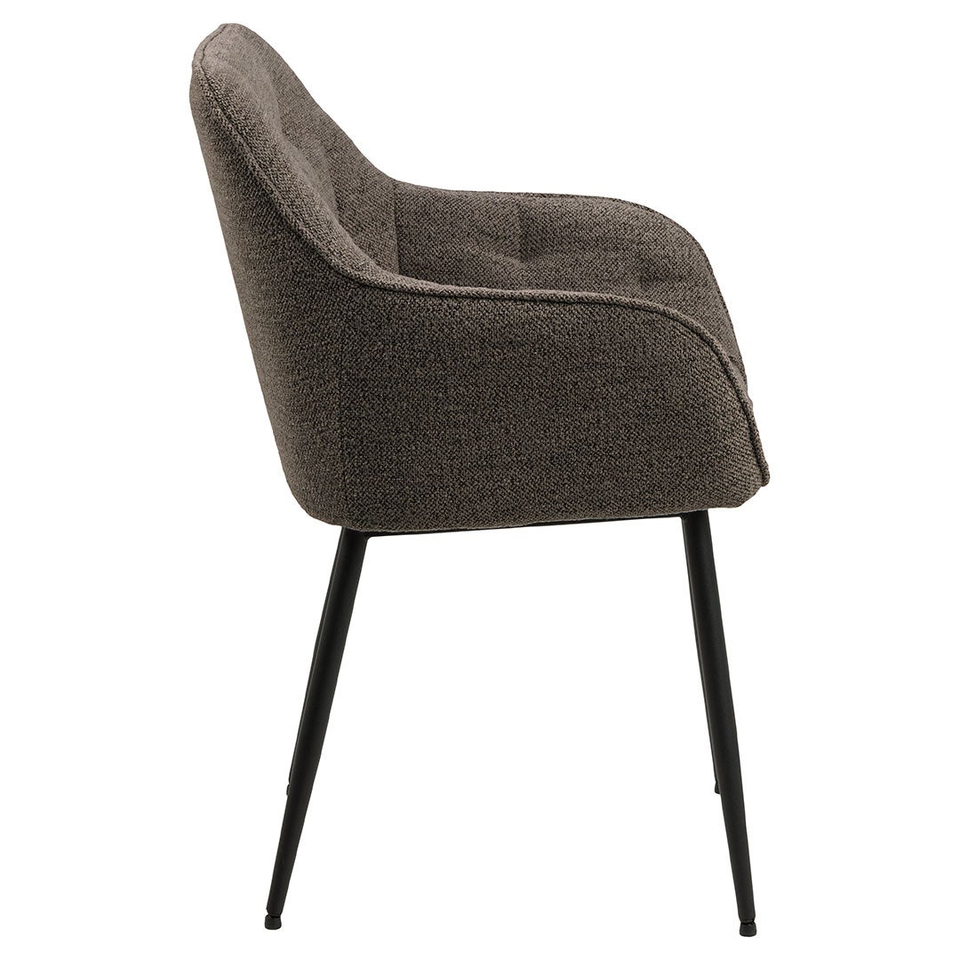 Brooke krzesło stołowe z podłokietnikami bouclé szary.