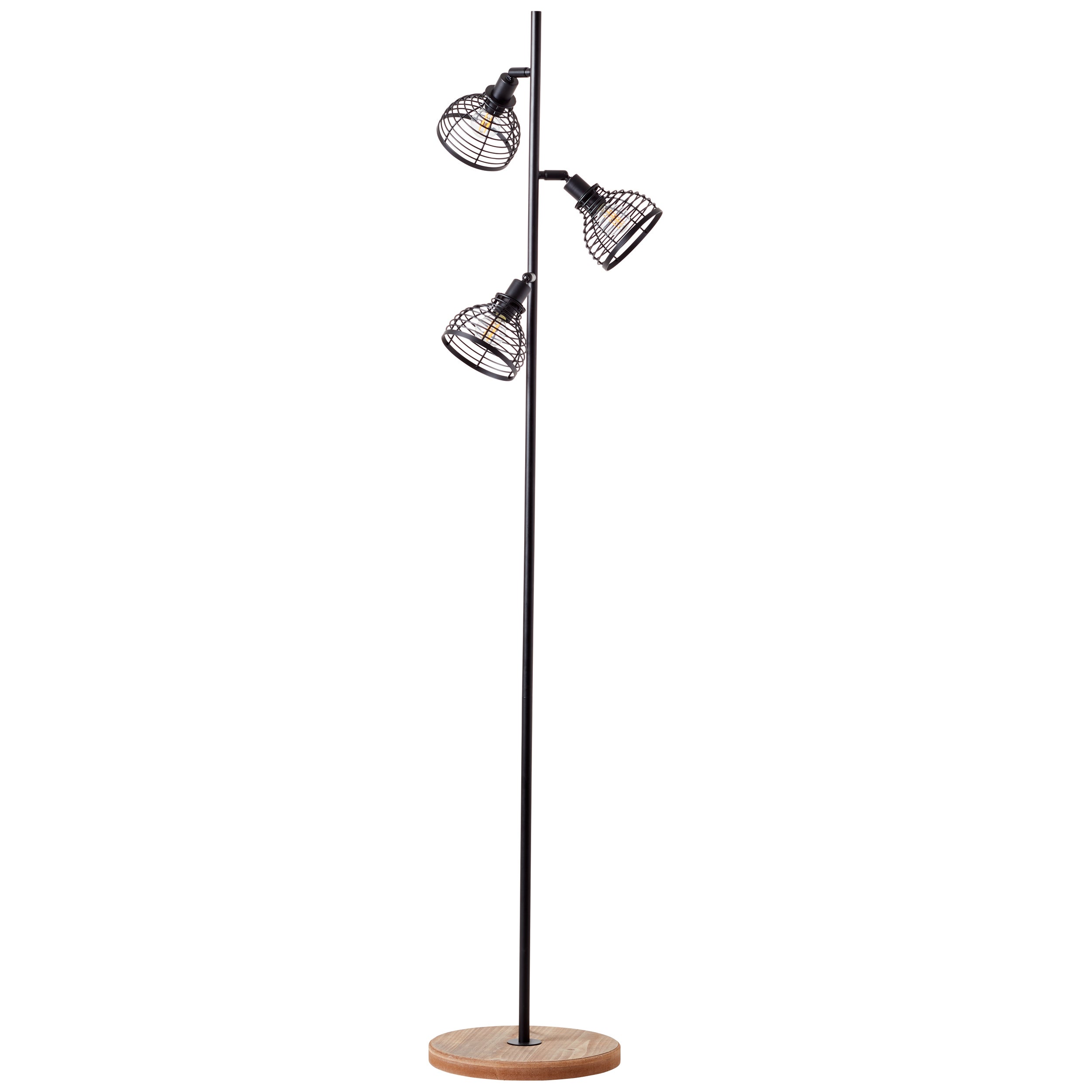 Brilliant Avia 3-płomienna lampa podłogowa czarny/drewno, metal/drewno, 3x D45, , 42 W - 4