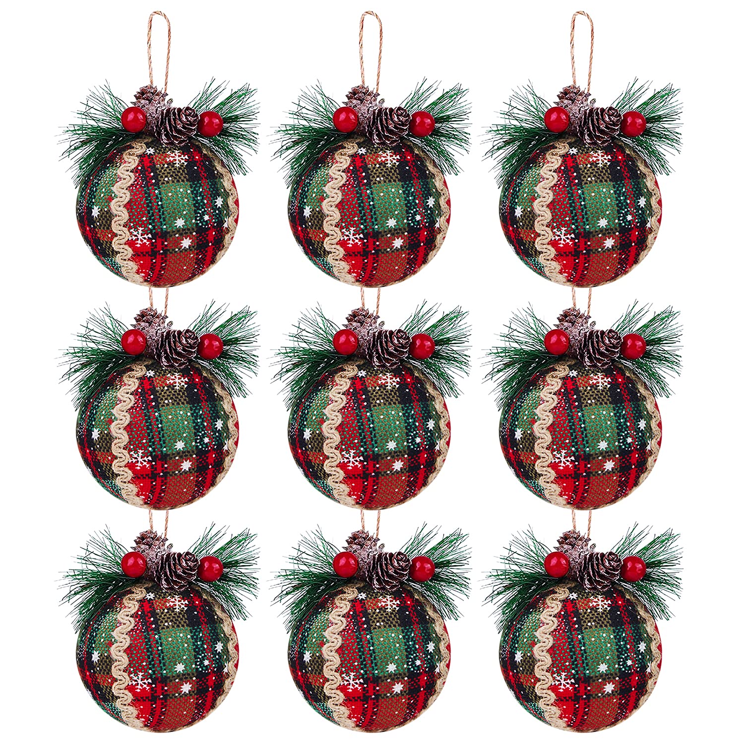 Belle Vous – Lot De 9 Boules De Noël Rouge Père Noël 5,8 Cm – Décorations Sapin Incassables Plastique – Motif Festif Mat – Idéal Noël Et Fêtes