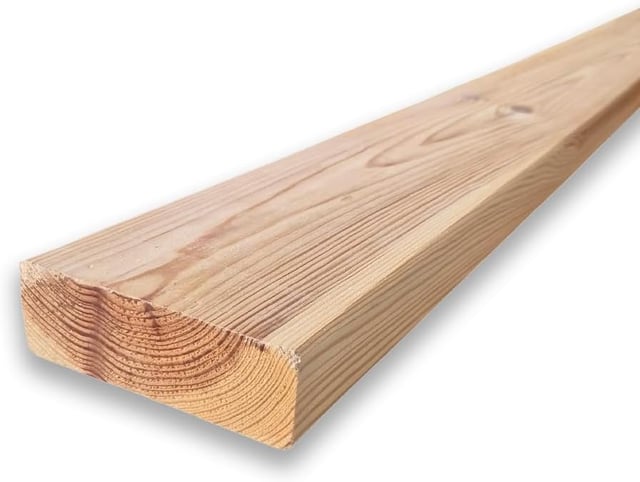 Trave in legno di pino massello naturale da 300 cm, sezione 4,5x12 cm, piallata e smussata