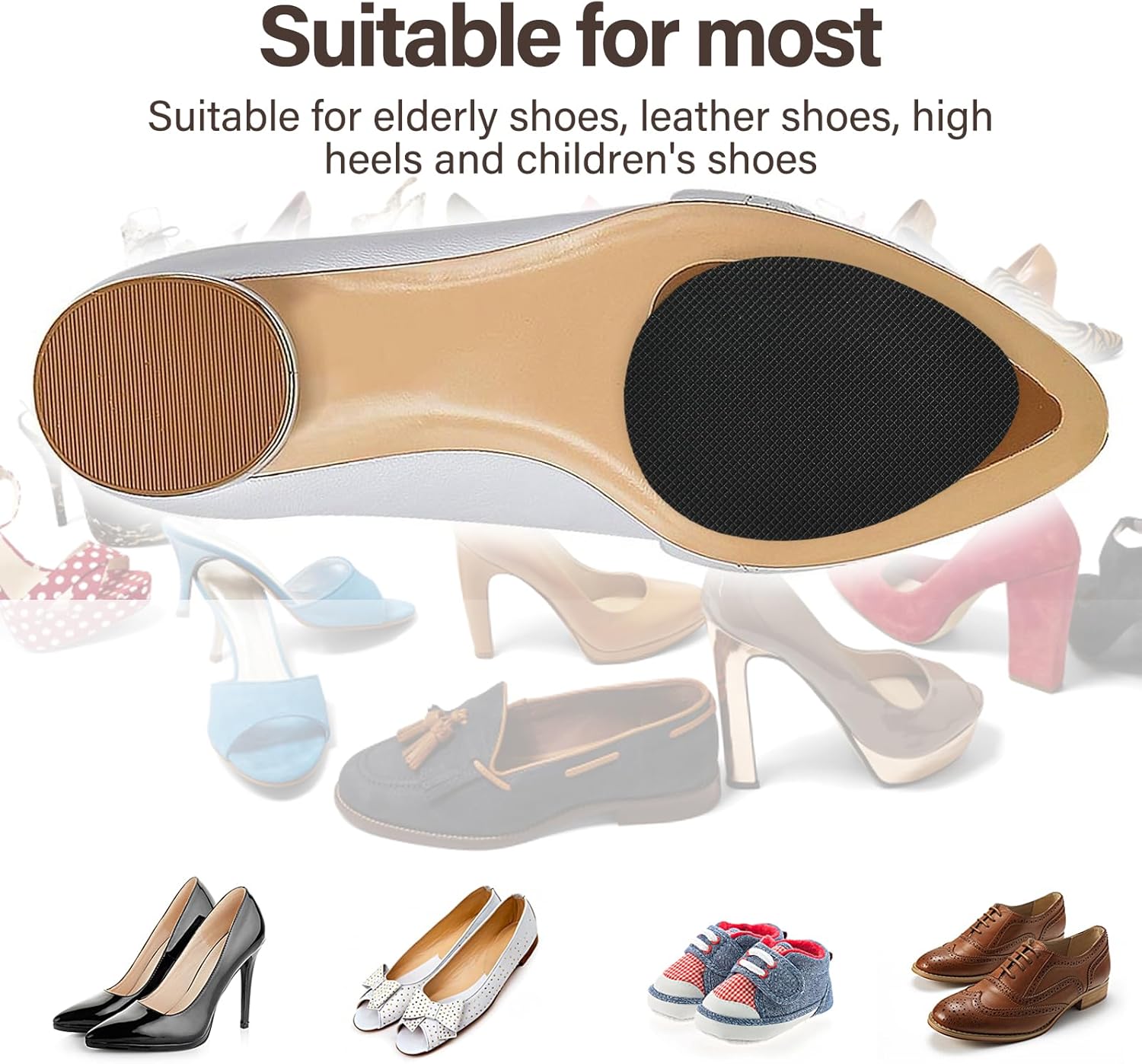 Lot de 4 paires de coussinets antidérapants en silicone pour chaussures de femme et homme (beige, noir) - 5